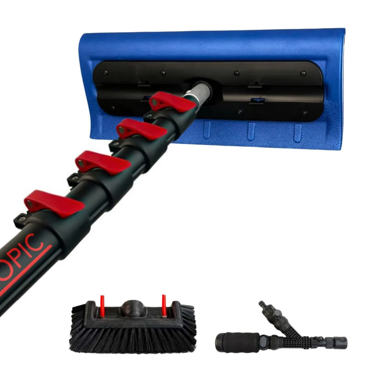 Aquascopic Manche Télescopique Aluminium 8 m avec Racloir à Neige – Outil 2-en-1 Léger, Résistant, Réglable pour Enlever la Neige sur Toit, Voiture, Camping-Car, Abri