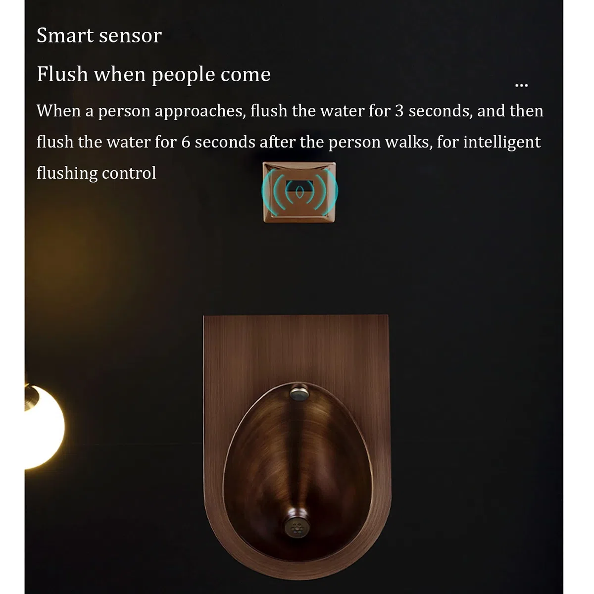 Urinoir mural en acier inoxydable 304 - Pour homme - Drainage par induction - Petite toilette verticale - Convient pour les familles, les hôtels, les écoles - Marron B