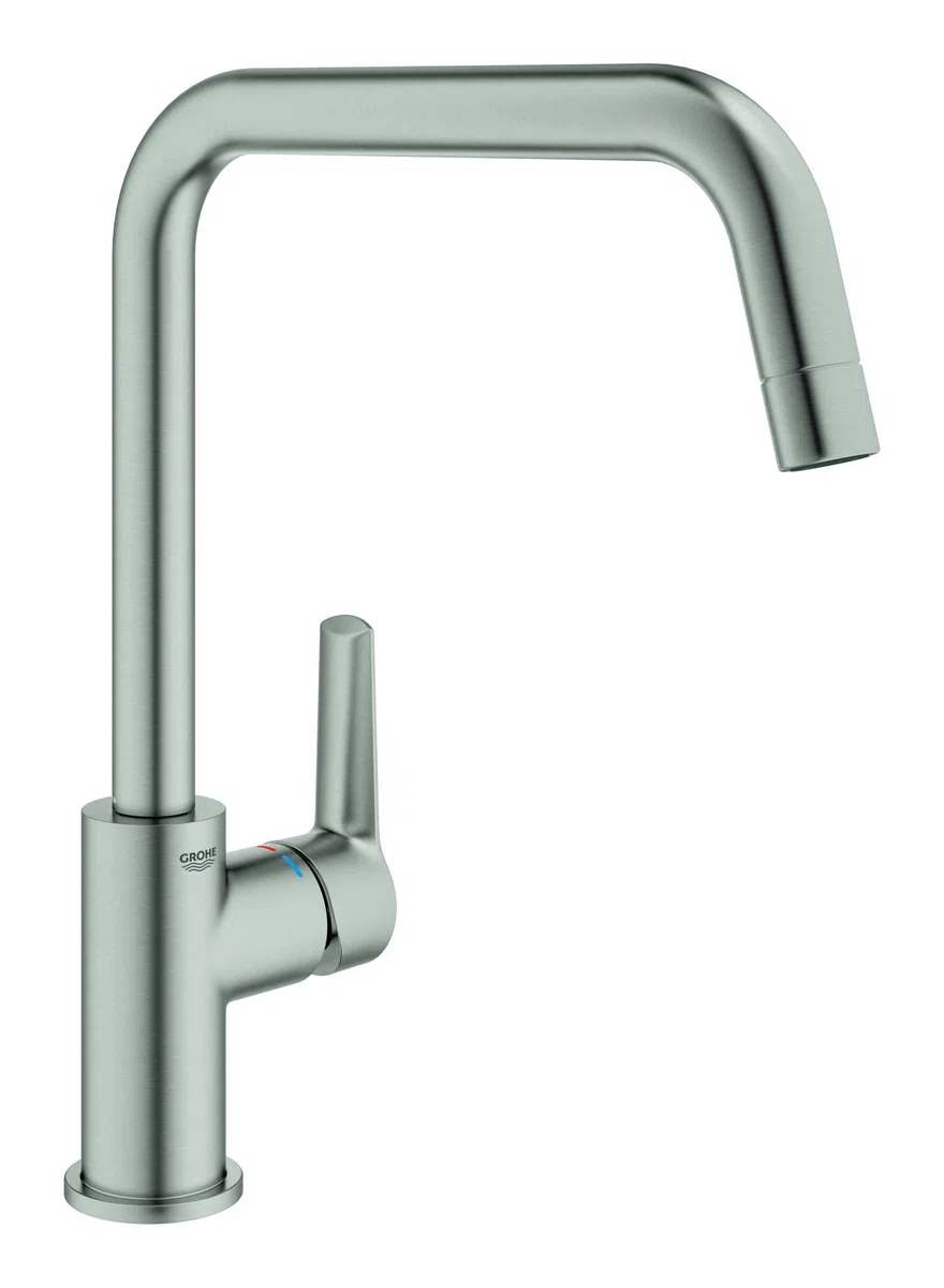 GROHE Robinet évier de cuisine Start, bec haut, mousseur économique d'eau, rotation 150°, installation rapide, finition supersteel, 30470Dc0 (Import Allemagne)