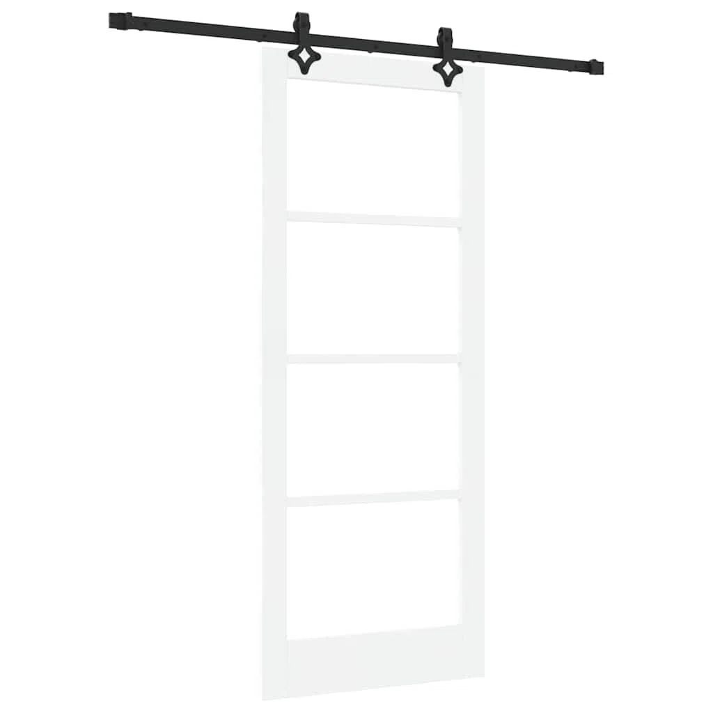 vidaXL Porte Coulissante ORKDAL Blanc 83 x 202 cm Bois et métal, Salle à manger, porte coulissante contemporaine, séparation gain de place, diviseur pratique pour projets modernes.