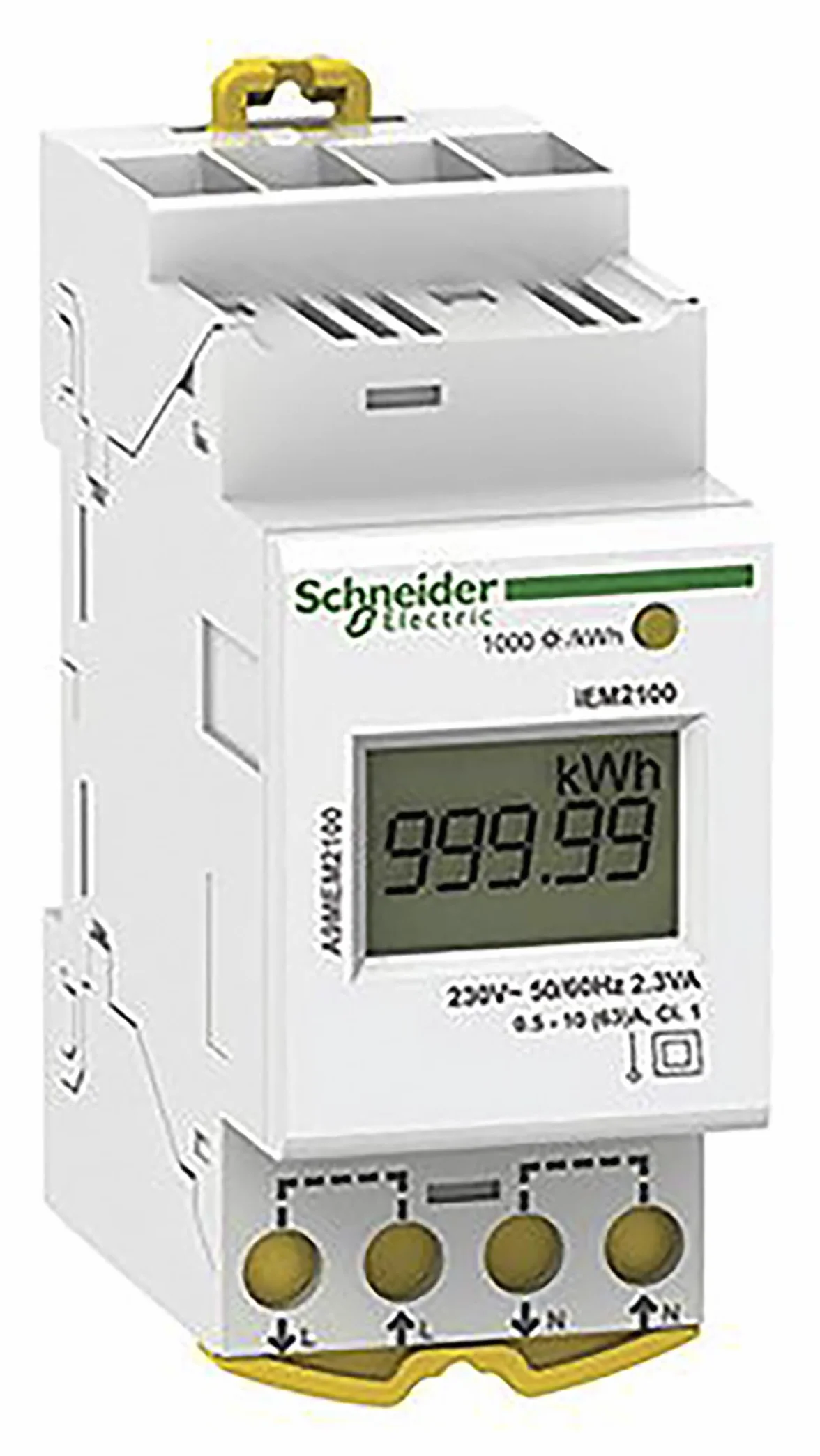 Schneider Electric - Acti9 IEM - Compteur d'energie modulaire monophasé - 230V - 63A - A9MEM2100