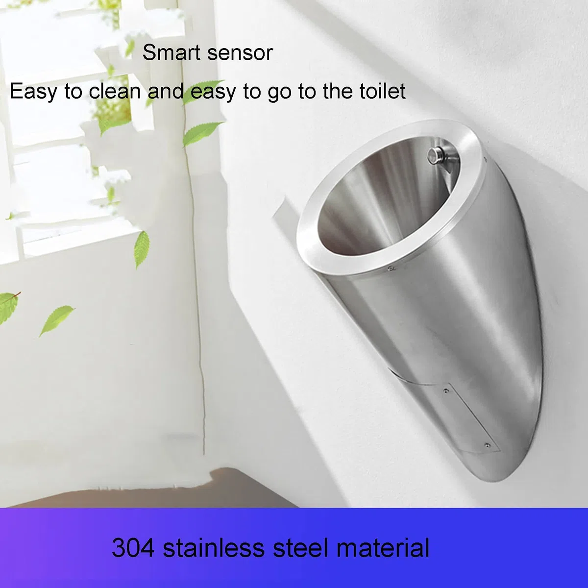 Urinoir mural en acier inoxydable 304 avec capteur intelligent pour homme, petite toilette verticale, convient pour les centres commerciaux, les bars, les écoles