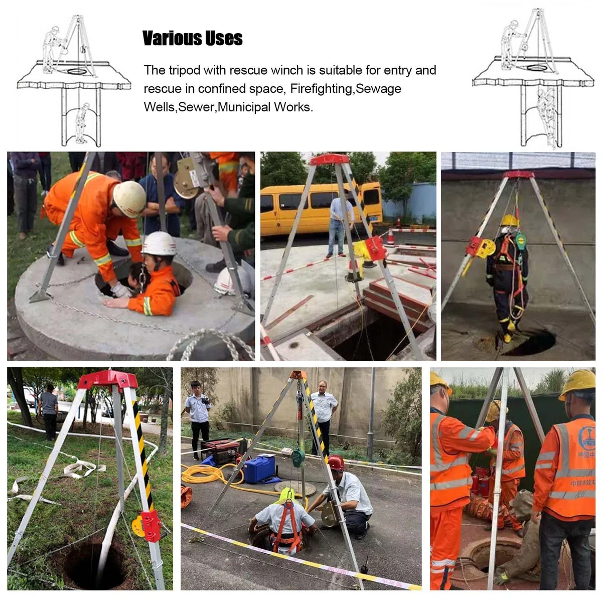 Heavy-Du Fall Protect ar Set avec & Treuil - Capacité 1200/1800/1179 kg pour espaces confinés - Equint de sécurité pour travaux d'antennes