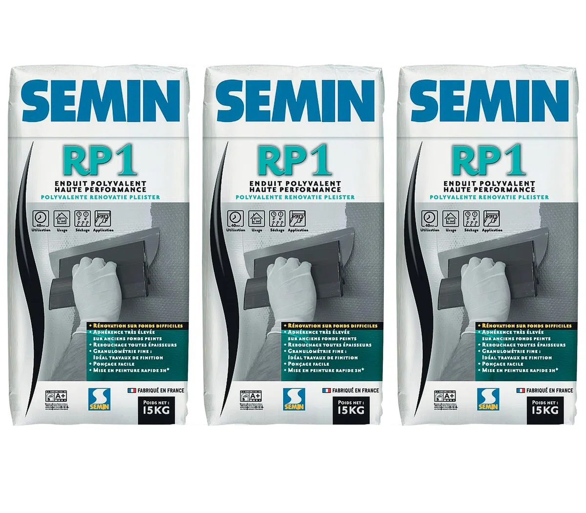 Semin Enduit de Rénovation Polyvalent RP1 - Intérieur - Poudre - Sac 15 kg (lot 3)