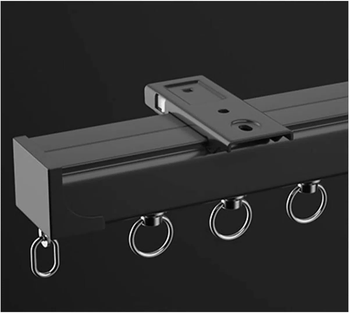 Ensemble K en aluminium noir de 1 à 12 m avec poulies silencieuses pour montage au plafond/mur pour draperie lisse, rails polyvalents noirs pour la maison et le bureau