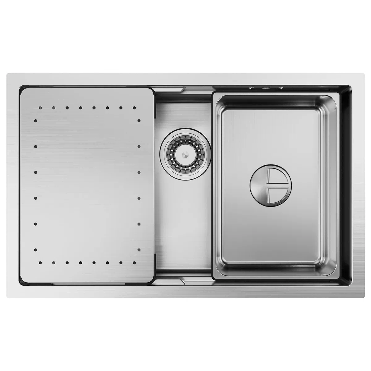 CECIPA Évier Cuisine Multifonction 70x44 CM avec planche à découper, évier intérieur de rechange, siphon avec garniture de trop-plein, lavabo de cuisine, encastrable sans trou de robinet