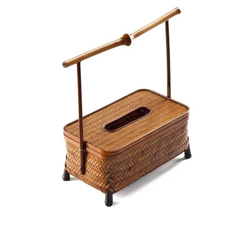 Couvercle de boîte à mouchoirs Boîte à mouchoirs Faite la Main de Style Chinois rétro avec poignée boîte en Papier Restaurant étude Salon thé(B)