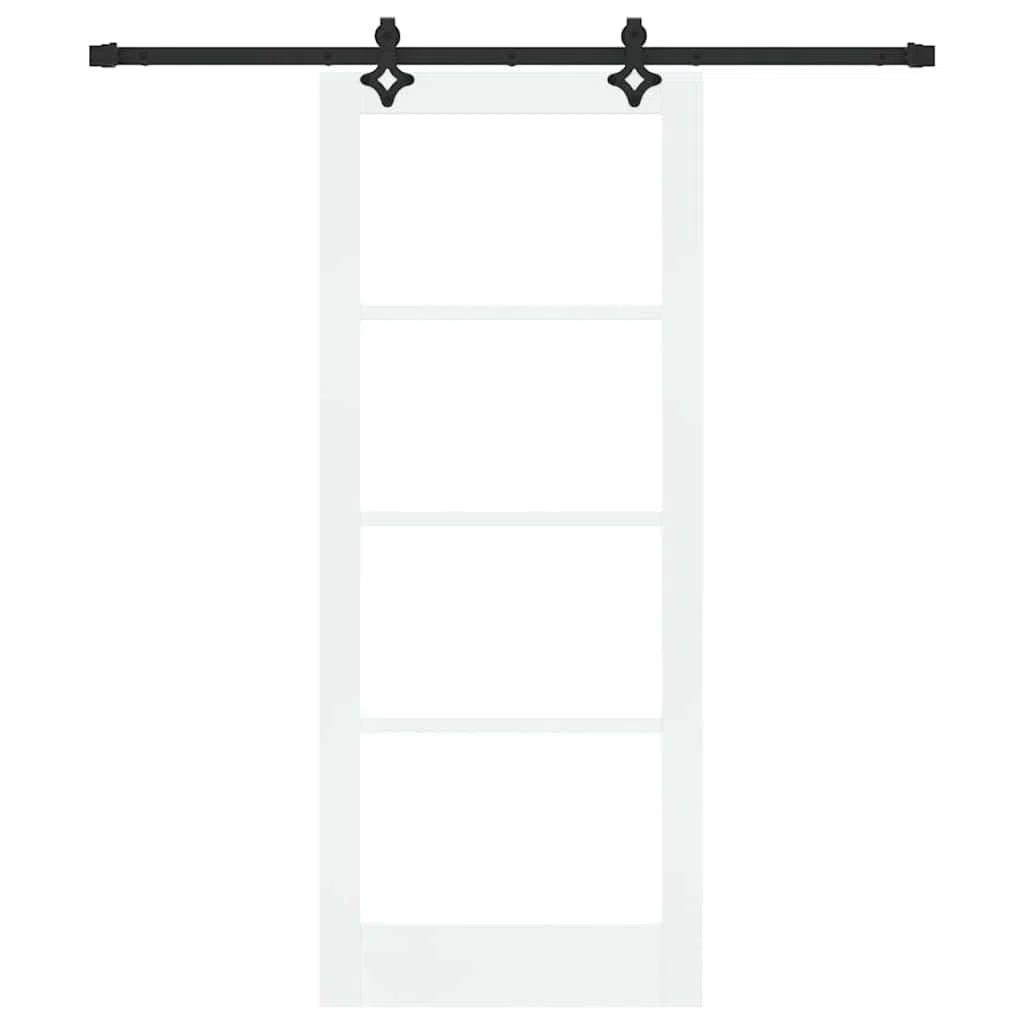 vidaXL Porte Coulissante ORKDAL Blanc 83 x 202 cm Bois et métal, Salle à manger, porte coulissante contemporaine, séparation gain de place, diviseur pratique pour projets modernes.