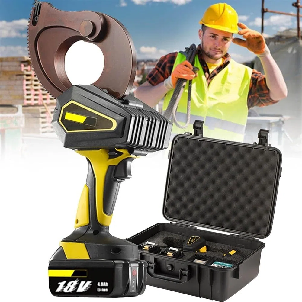 Hydraulic Cable Cutter, Battery Powered Electric Wire Cutting Tool With LED Display And 2 18V Battery, Copper Cable Cutters For Φ50mm Cu/Al Cable And Armoured Cable