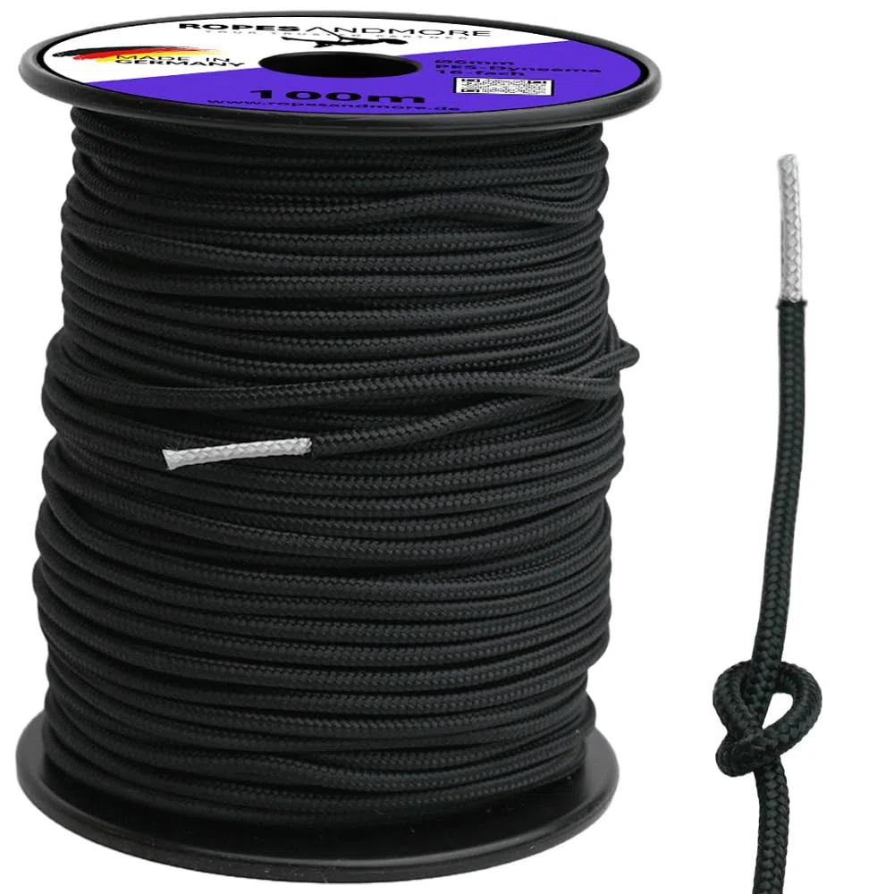Dyneema Corde de 6 mm avec gaine en polyester au mètre 10 m à 100 m pour extérieur, bateau, escalade, camping, sport, voile, travaux des arbres, fabriquée en Allemagne (6 mm à 40 m (Lfm) sans bobine