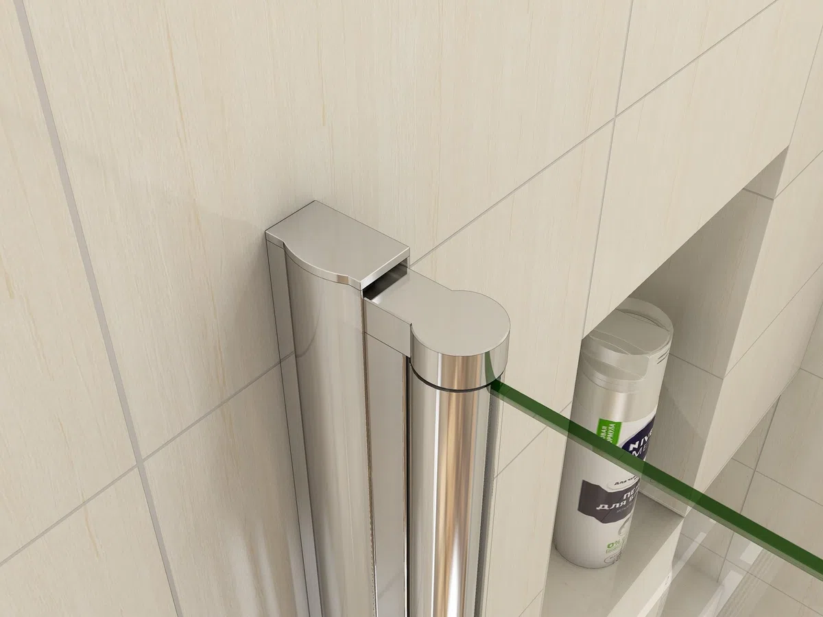 Porte de douche pivotante 90cm en 6mm verre anticalcaire Installation en niche Hauteur 197cm, profilé en chromé