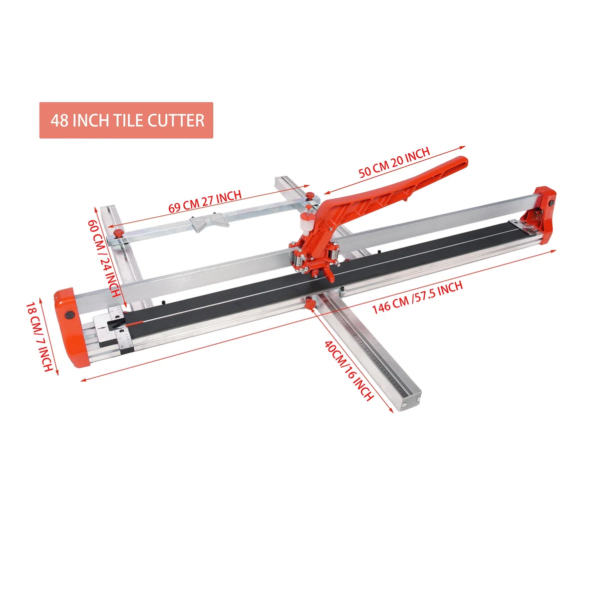Machine de coupe de carrelage manuelle de 48 pouces Single Slide Rail Ajustable Ceramic Porcelain Tile Cutting Heavy Duty 1200mm R1200DXXK