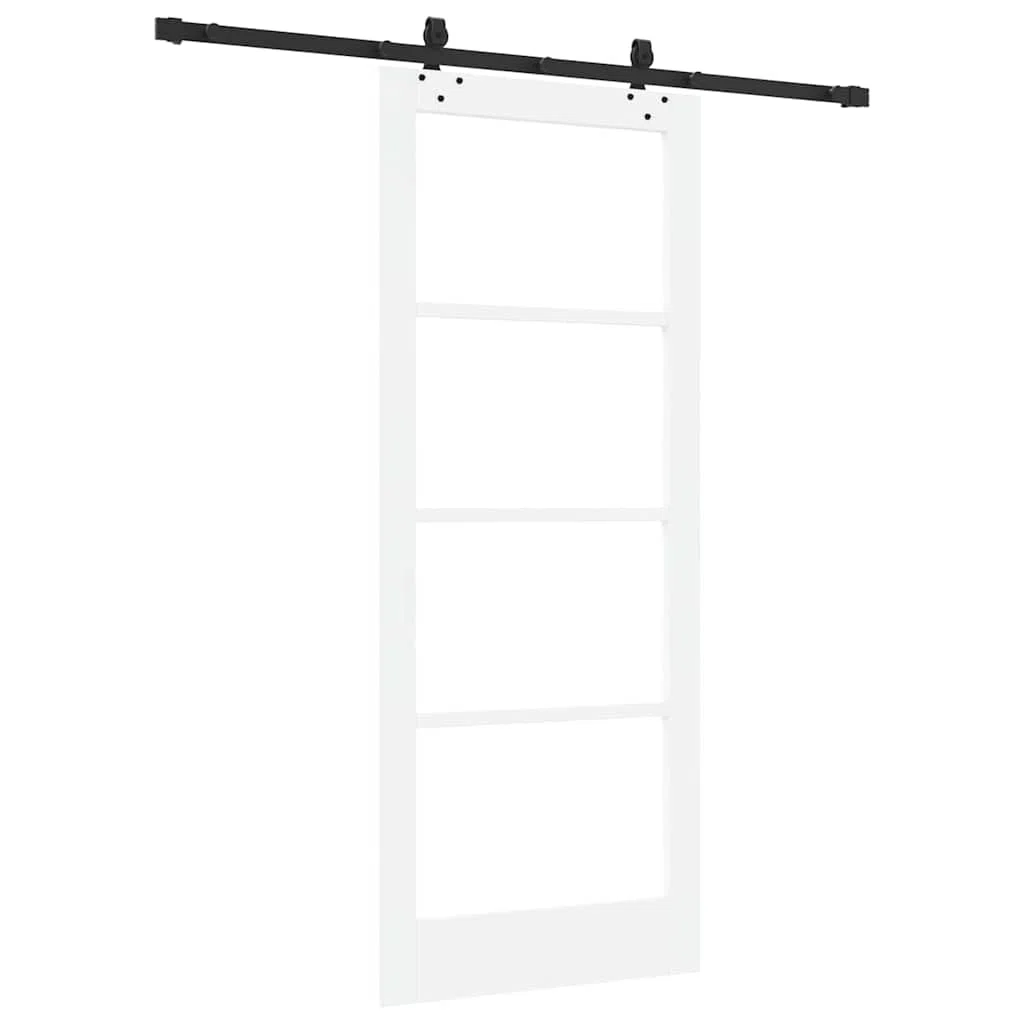 vidaXL Porte Coulissante ORKDAL Blanc 83 x 202 cm Bois et métal, Salle à manger, porte coulissante contemporaine, séparation gain de place, diviseur pratique pour projets modernes.