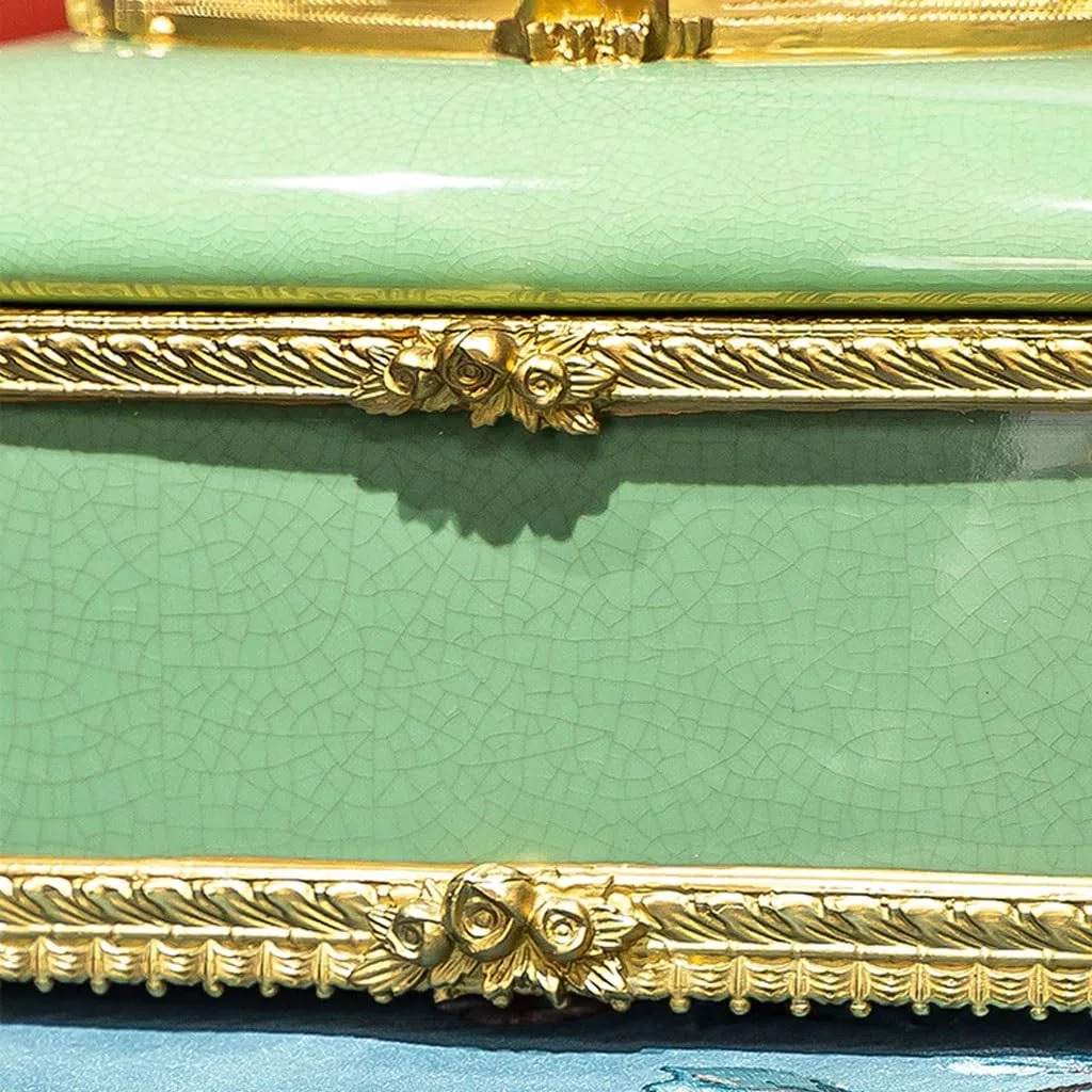 Couvercle de boîte à mouchoirs Céramique incrusté de cuivre Salon boîte à mouchoirs Luxe Maison Table Basse tiroir Papier décoration Bureau