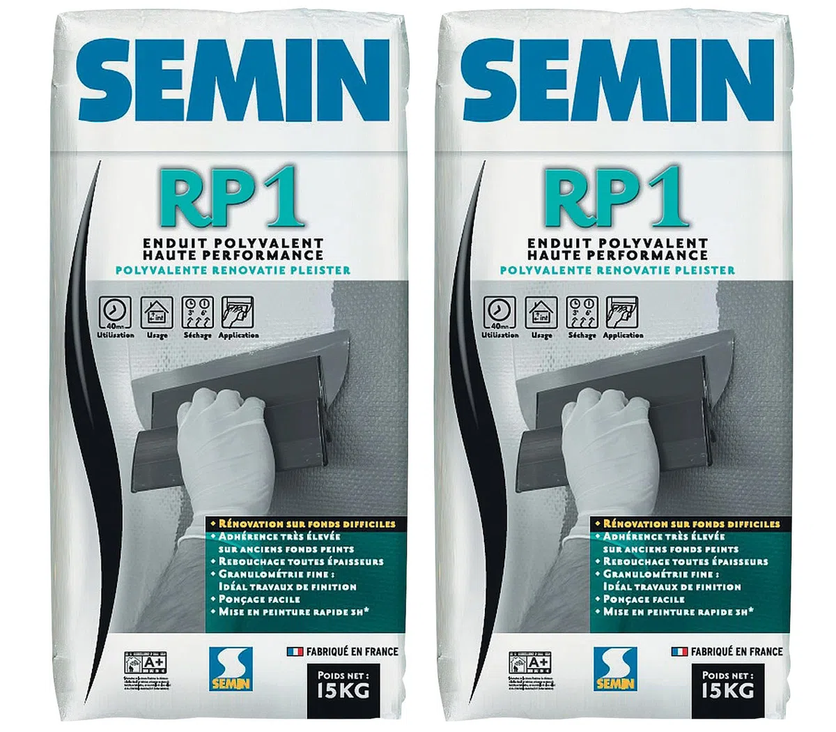 Semin Enduit de Rénovation Polyvalent RP1 - Intérieur - Poudre - Sac 15 kg (lot 2)