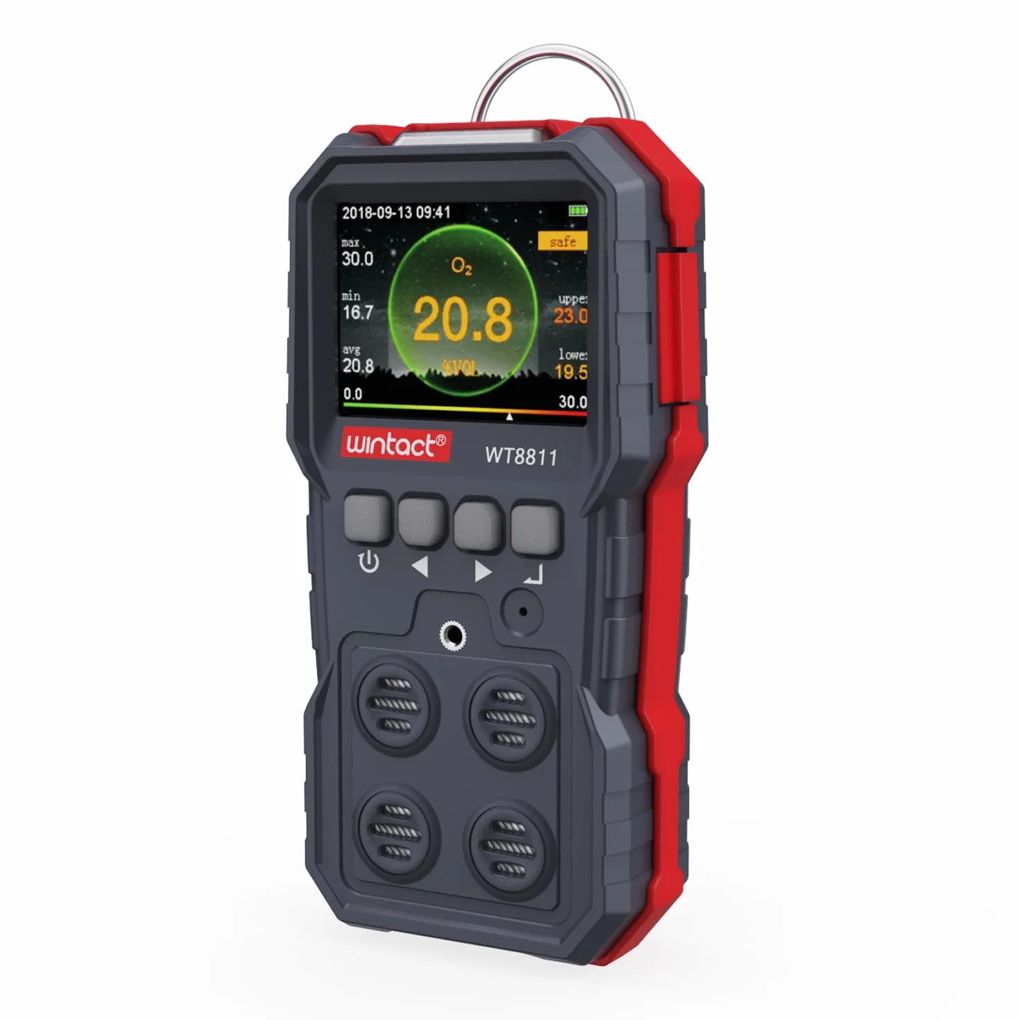 Wintact Détecteur de fuite de gaz 4 en 1, moniteur multi-alarme de gaz combustible, naturel, méthane, propane, monoxyde de carbone, sulfure d'hydrogène, oxygène pour la maison, camping-car, égout