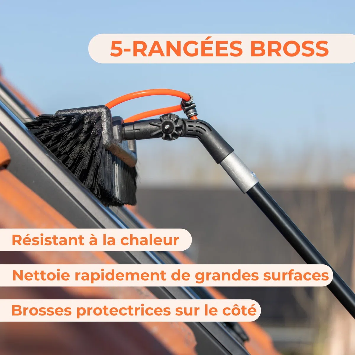 Aquascopic Manche Télescopique Aluminium 8 m avec Racloir à Neige – Outil 2-en-1 Léger, Résistant, Réglable pour Enlever la Neige sur Toit, Voiture, Camping-Car, Abri