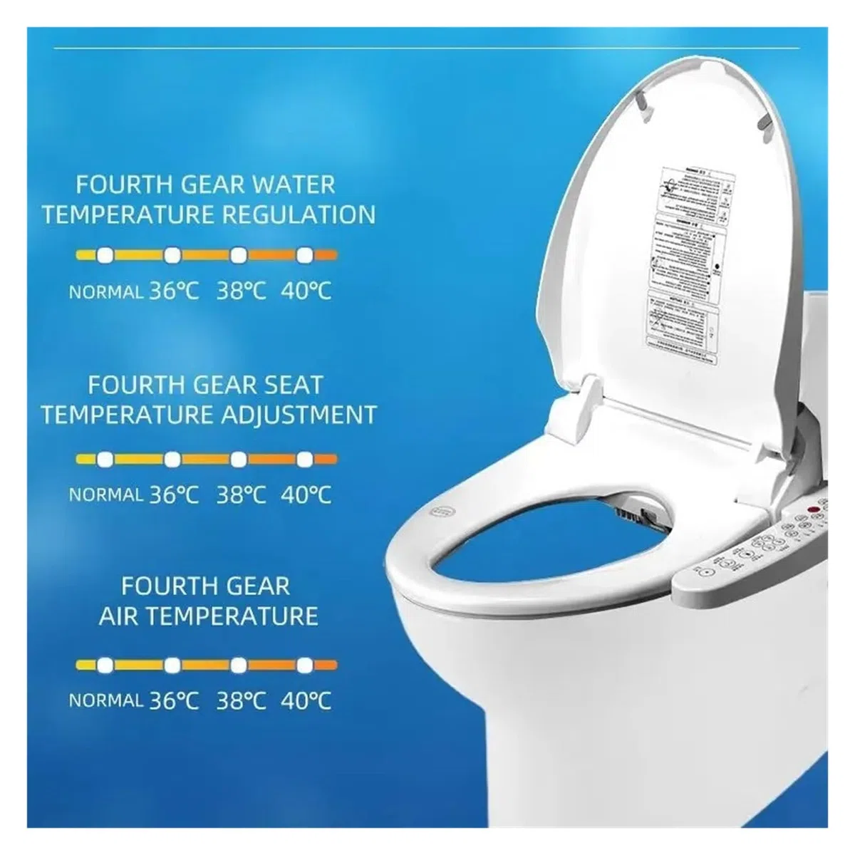 Housse De Siège Toilette Intelligente, Bidet Chauffant, Avec Sèche-Air Chaud, Température Du Vent Et L'eau Réglable, For Maison, Salle Bain, WC Robuste Et Confortable