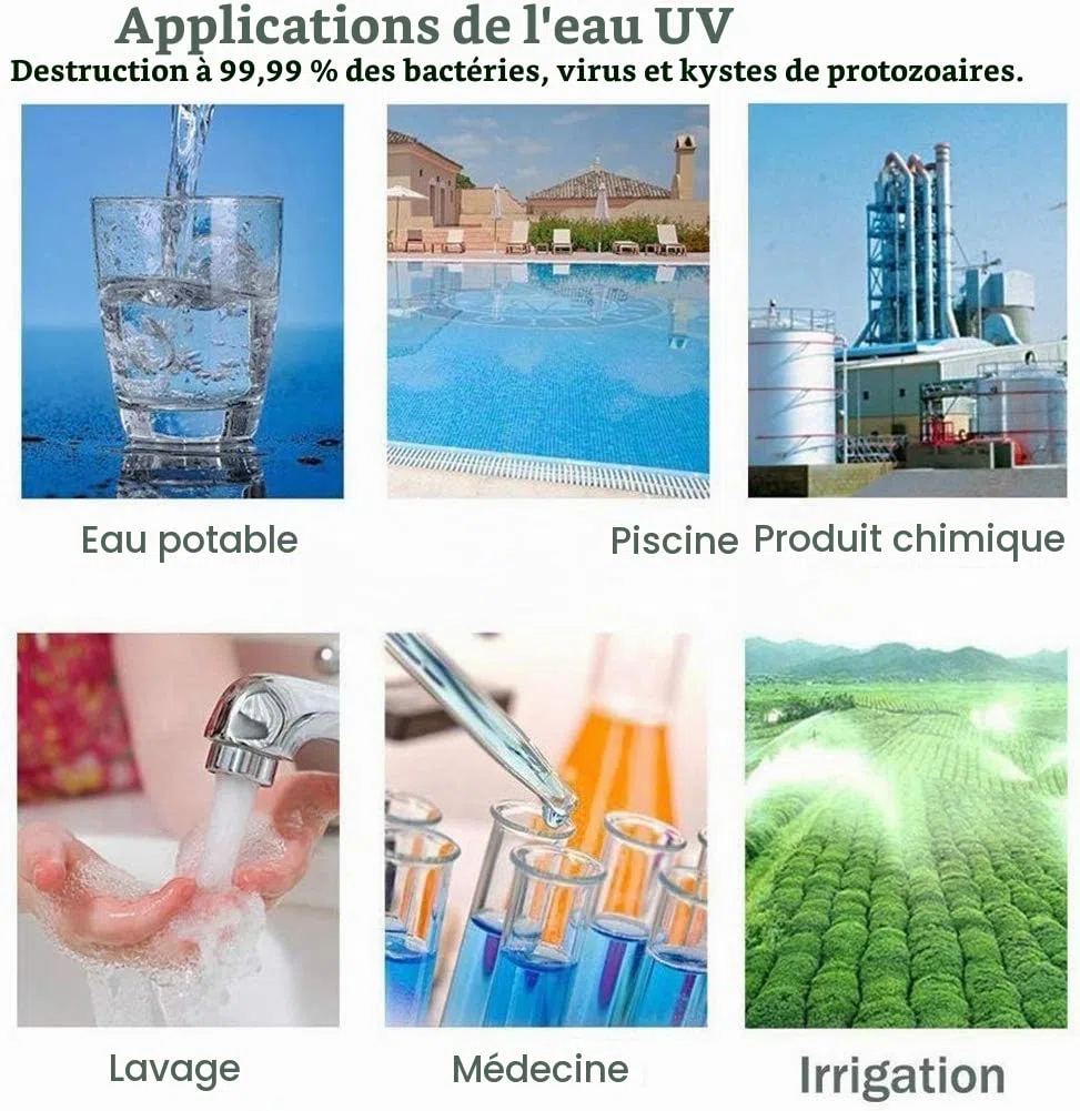 40W ultra violet Filtre de Filtration UV Filtre à Eau pour stérilisateur Toute la Maison Système de traitement d'eau 10 GPM (2.3 T/H) avec prise d'entrée avec de 3/4 "et alarme de sécurité du ballast